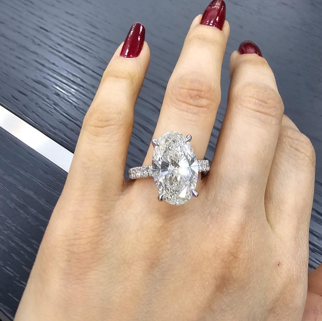 Certified 9.00CT Oval Lab Grown Diamond Engagement Ring in Platinum