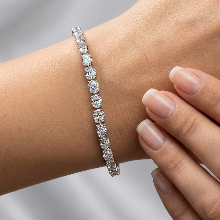 7.50Ct Oval Lab Diamond Tennis Bracelet In 9k White Gold 7inch
