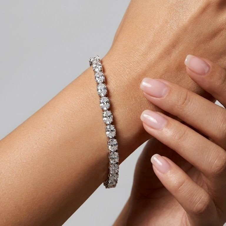 7.50Ct Oval Lab Diamond Tennis Bracelet In 9k White Gold 7inch