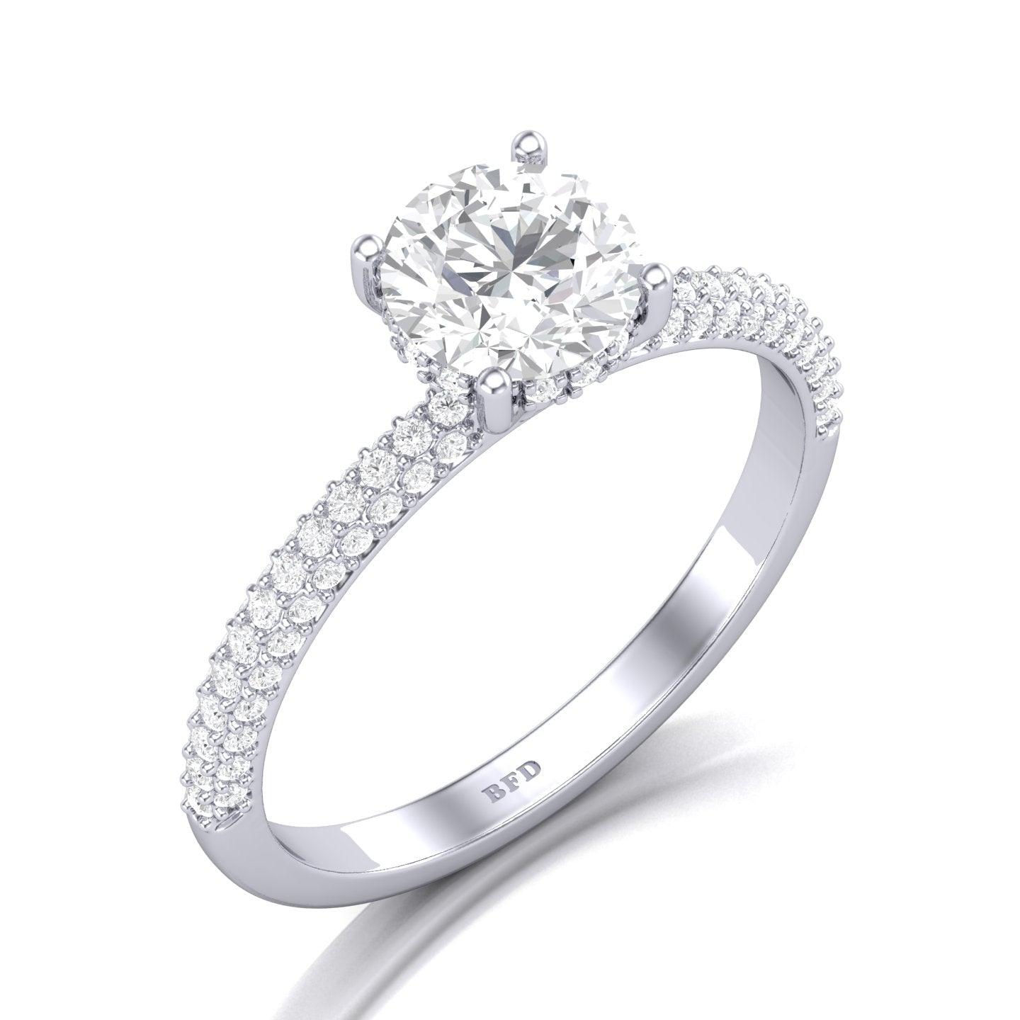 Certified Round Diamond Hidden Halo Engagement Ring 2.50Ct
