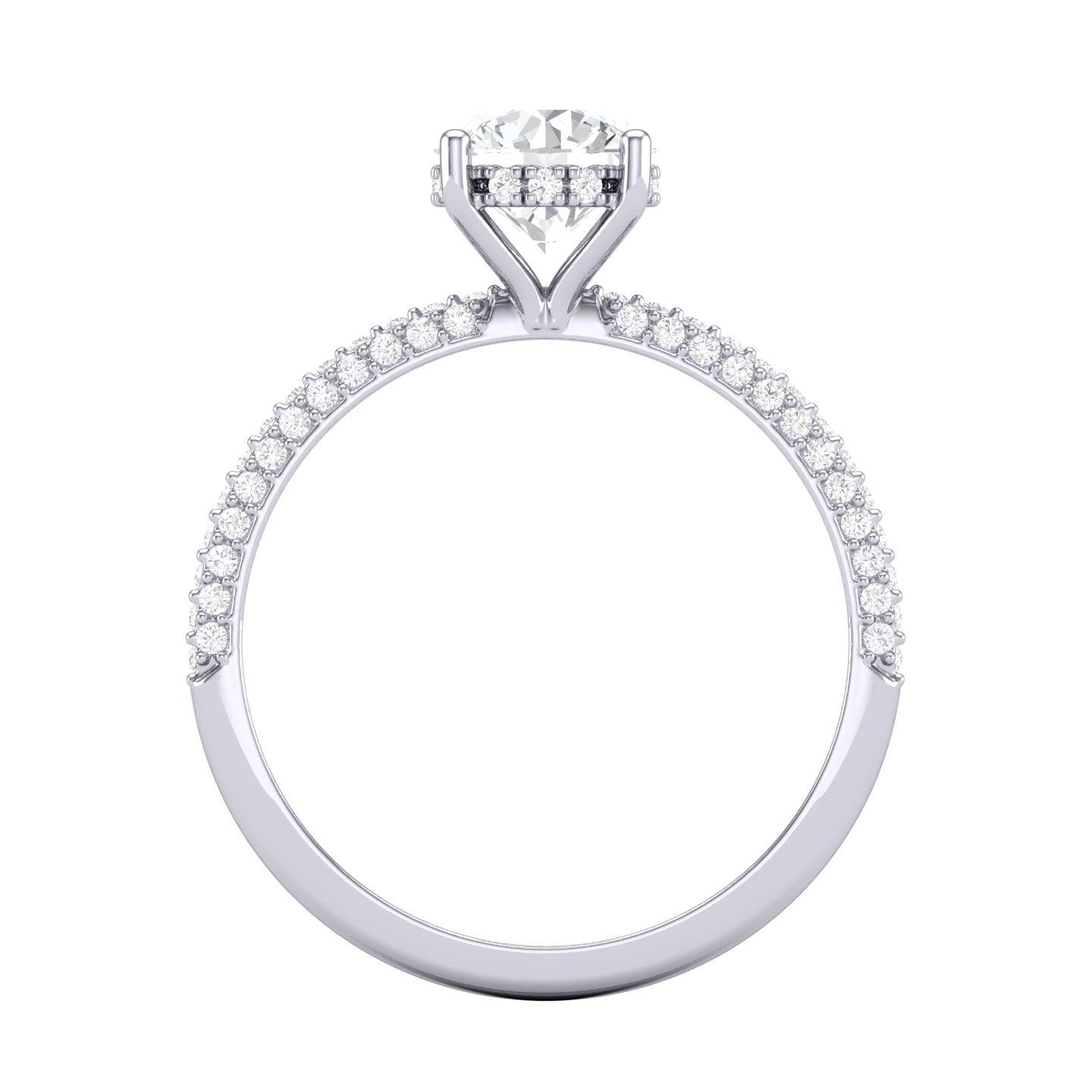 Certified Round Diamond Hidden Halo Engagement Ring 2.50Ct