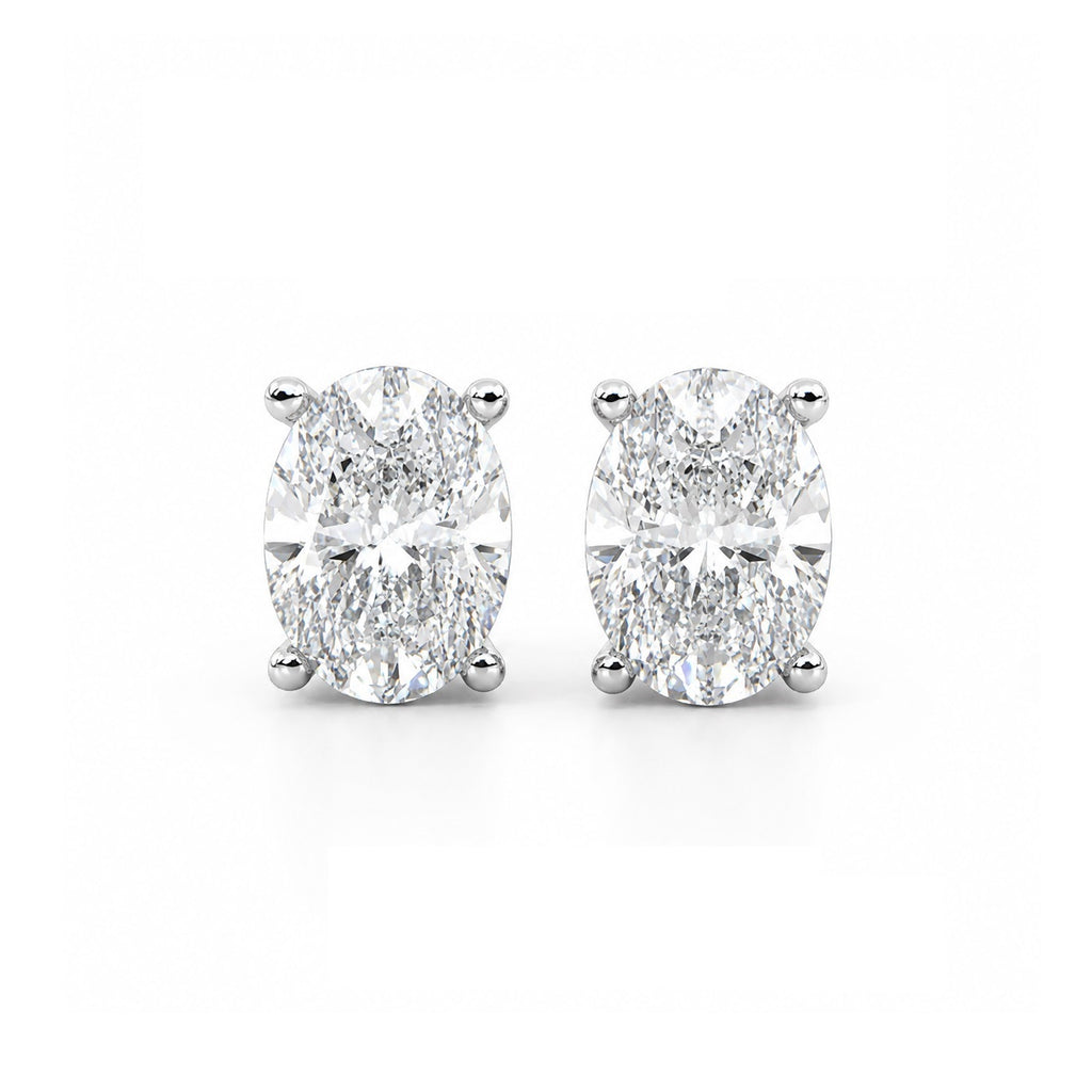 D/VVS 1.00 Carat Oval Lab Grown Diamond Stud Earring In White Gold