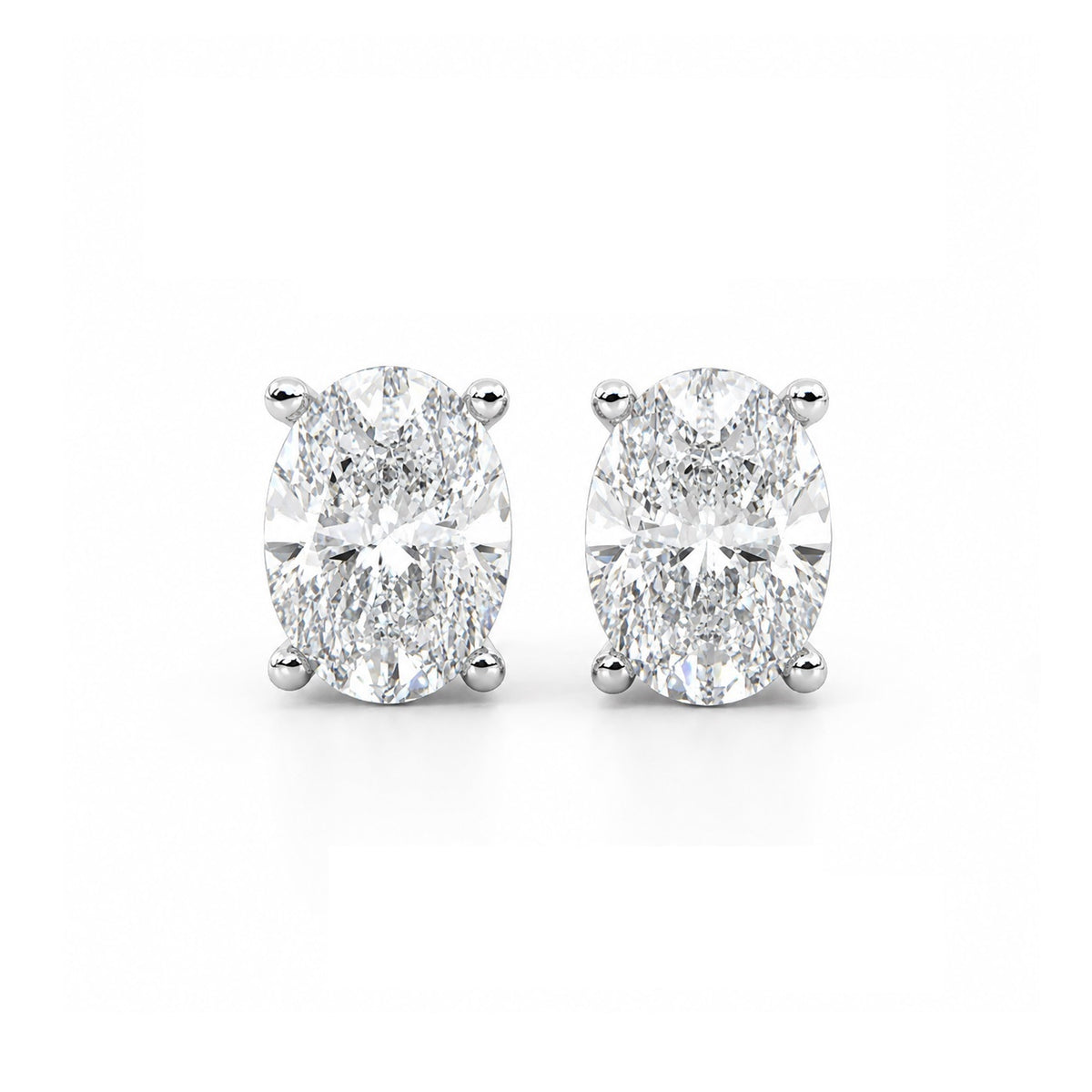 D/VVS 1.00 Carat Oval Lab Grown Diamond Stud Earring In White Gold