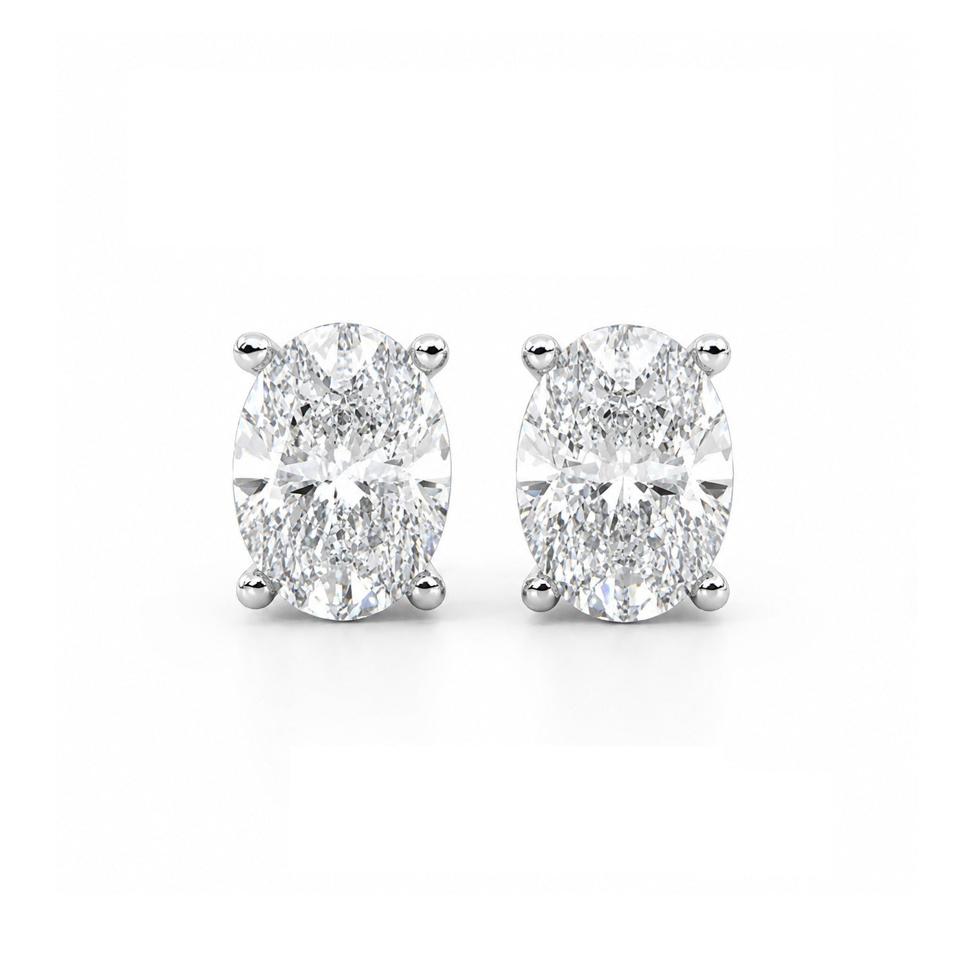 D/VVS 1.00 Carat Oval Lab Grown Diamond Stud Earring In White Gold
