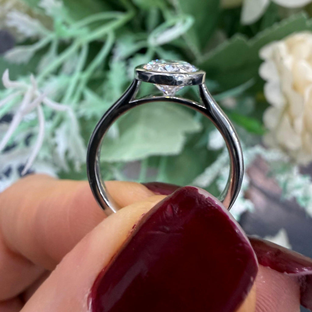IGI 1.90ct D/VS Oval Lab Diamond Bezel Set Solitaire Ring In Platinum