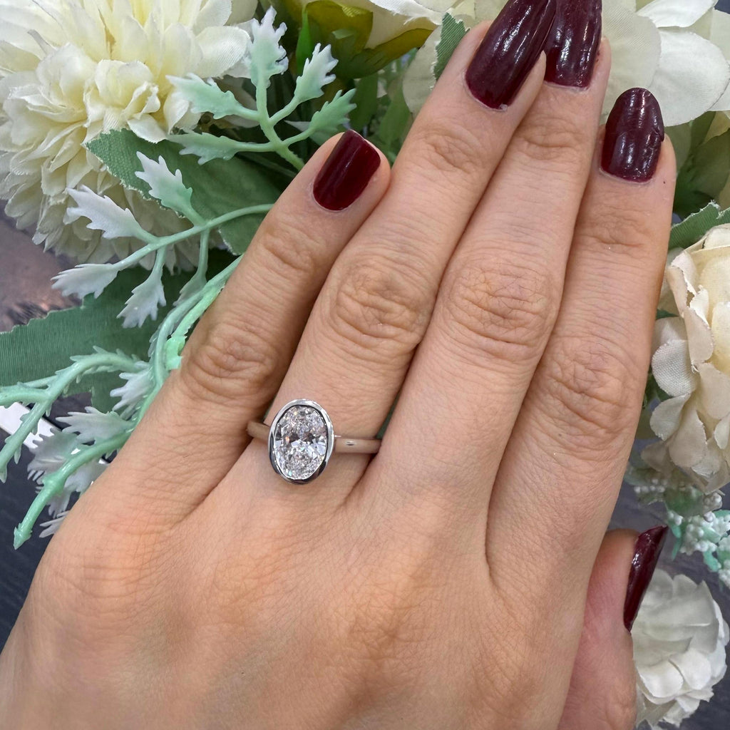 IGI 1.90ct D/VS Oval Lab Diamond Bezel Set Solitaire Ring In Platinum