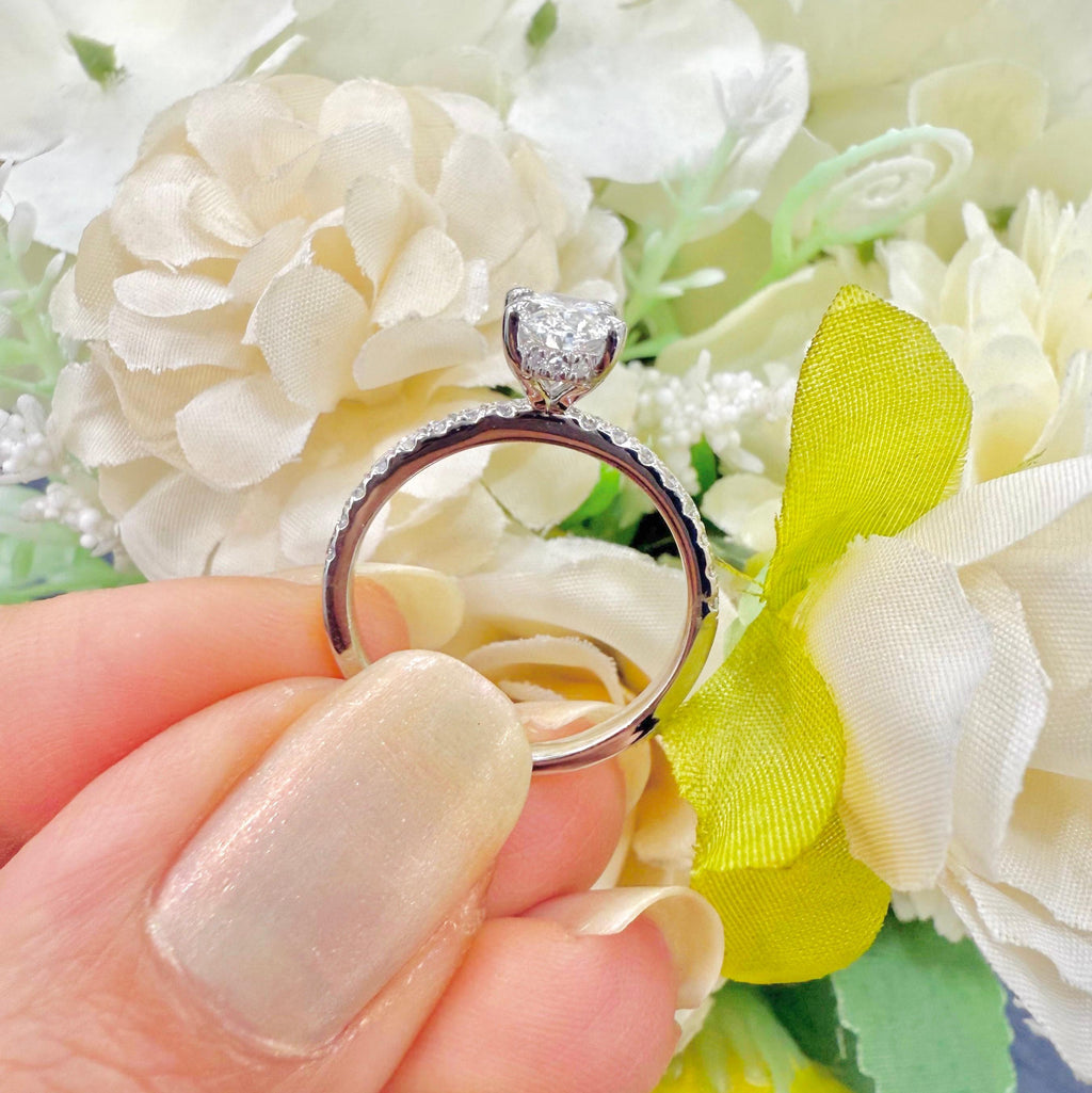 IGI Certified E/VS Oval With Side Diamond Hidden Halo Engagement Ring In Platinum (1.50ct-2.50ct)