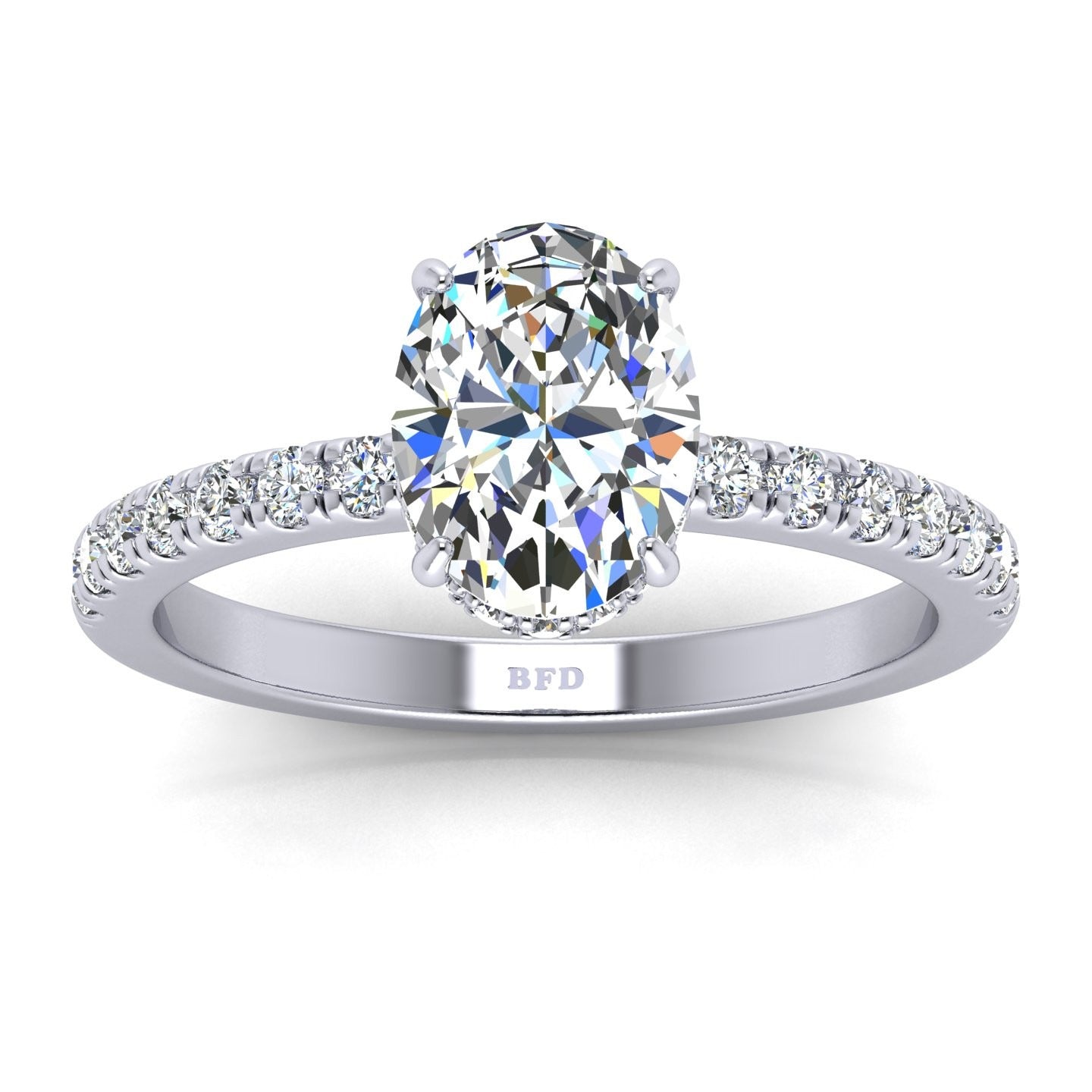 IGI Certified E/VS Oval With Side Diamond Hidden Halo Engagement Ring In Platinum (1.50ct-2.50ct)