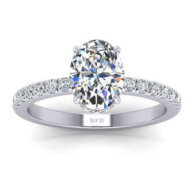 IGI Certified E/VS Oval With Side Diamond Hidden Halo Engagement Ring In Platinum (1.50ct-2.50ct)