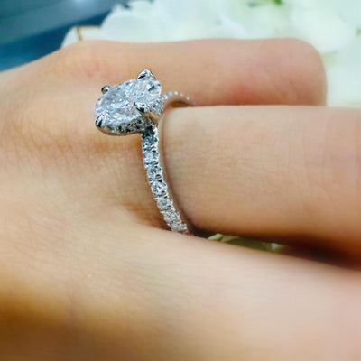 IGI Certified E/VS Oval With Side Diamond Hidden Halo Engagement Ring In Platinum (1.50ct-2.50ct)
