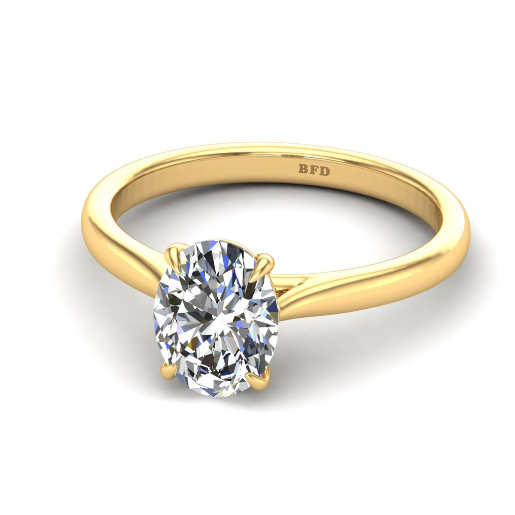Special Offer ! F/VS 4.00 CT IGI Certified Oval Diamond Solitaire Engagement Ring in 18k Yellow Gold