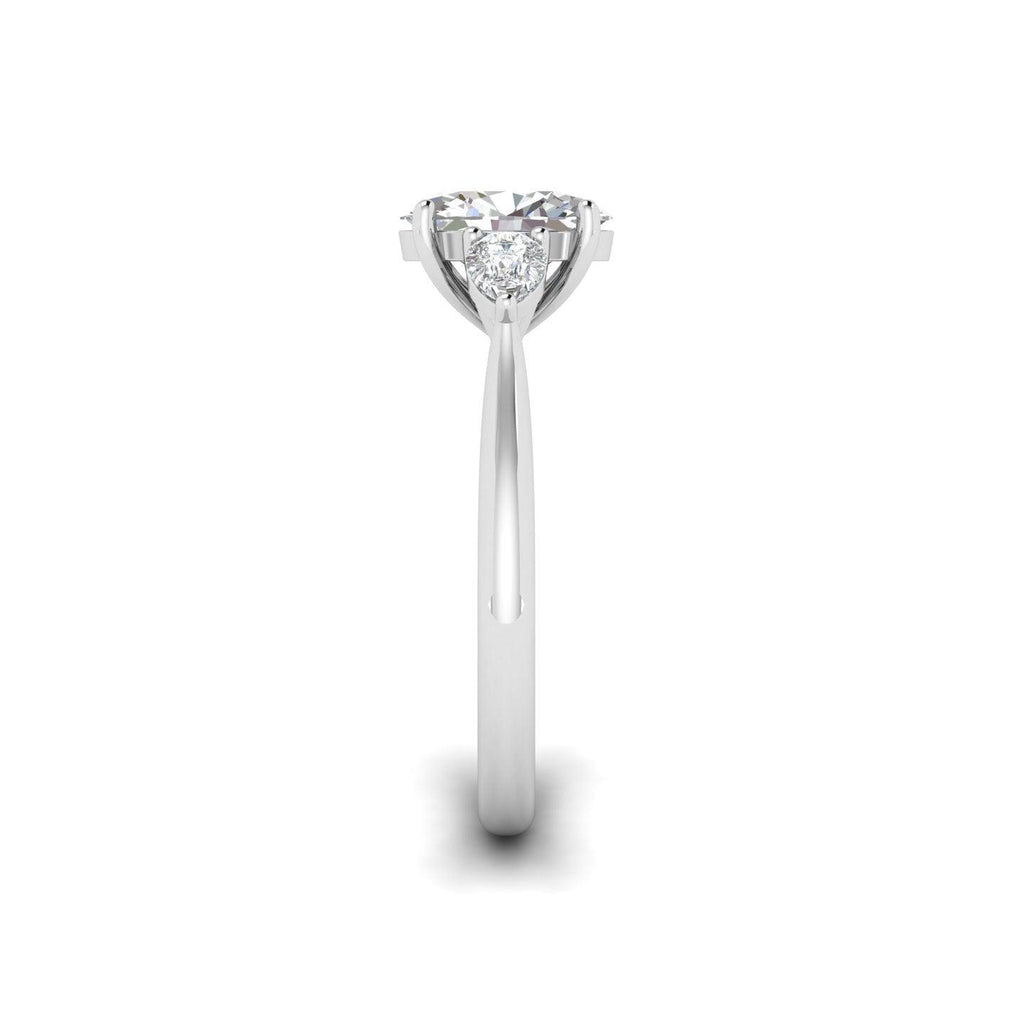 IGI Lab Grown Oval & Pear Shape Diamond Trilogy Ring In Platinum