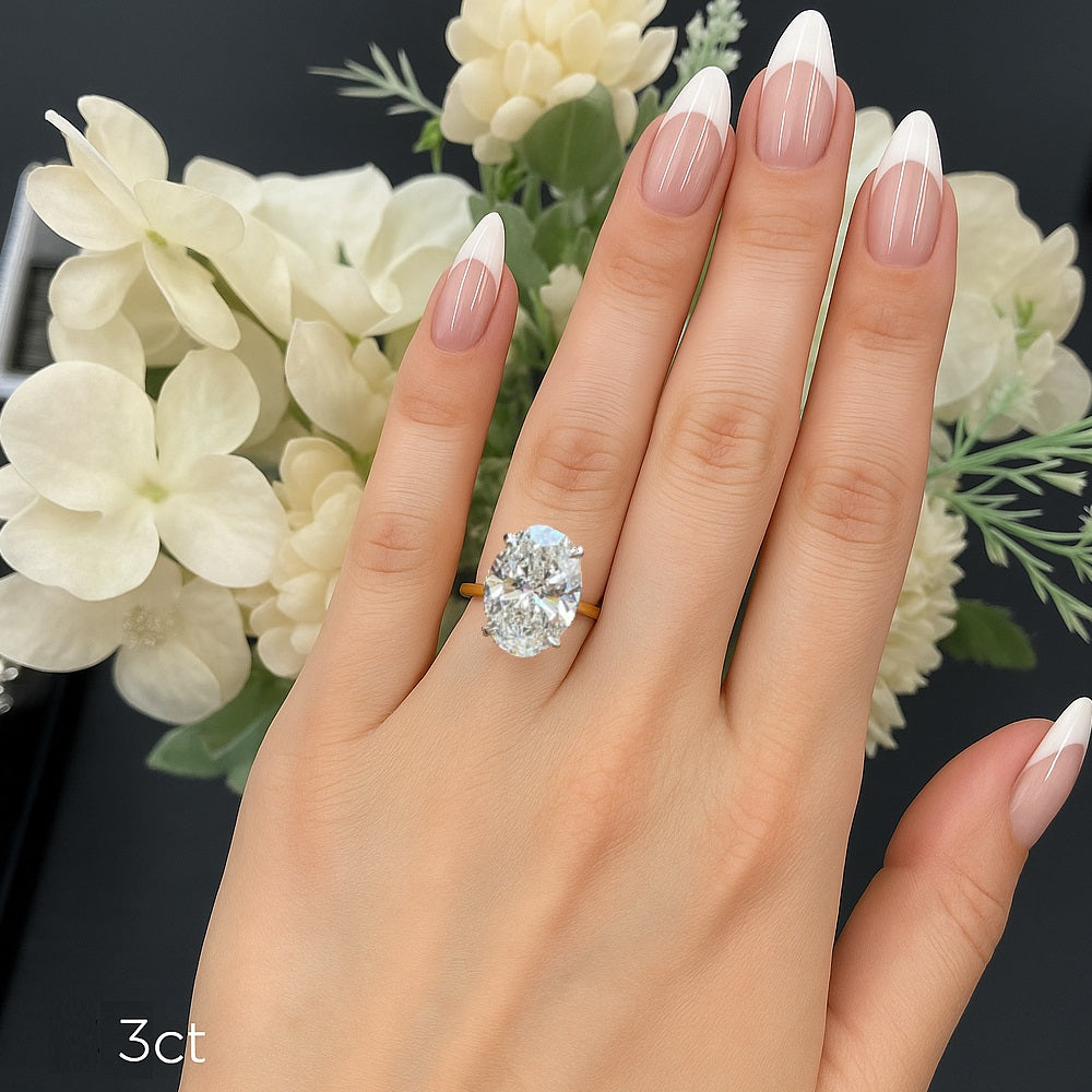 Special Offer ! F/VS 4.00 CT IGI Certified Oval Diamond Solitaire Engagement Ring in 18k Yellow Gold