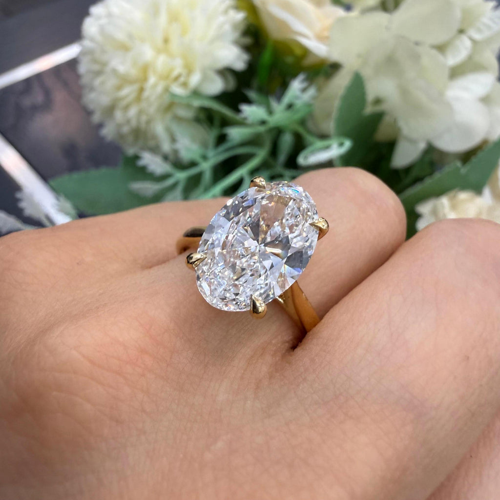 IGI 5.00CT D/VVS Oval Lab Diamond Solitaire Ring In 18k Yellow Gold