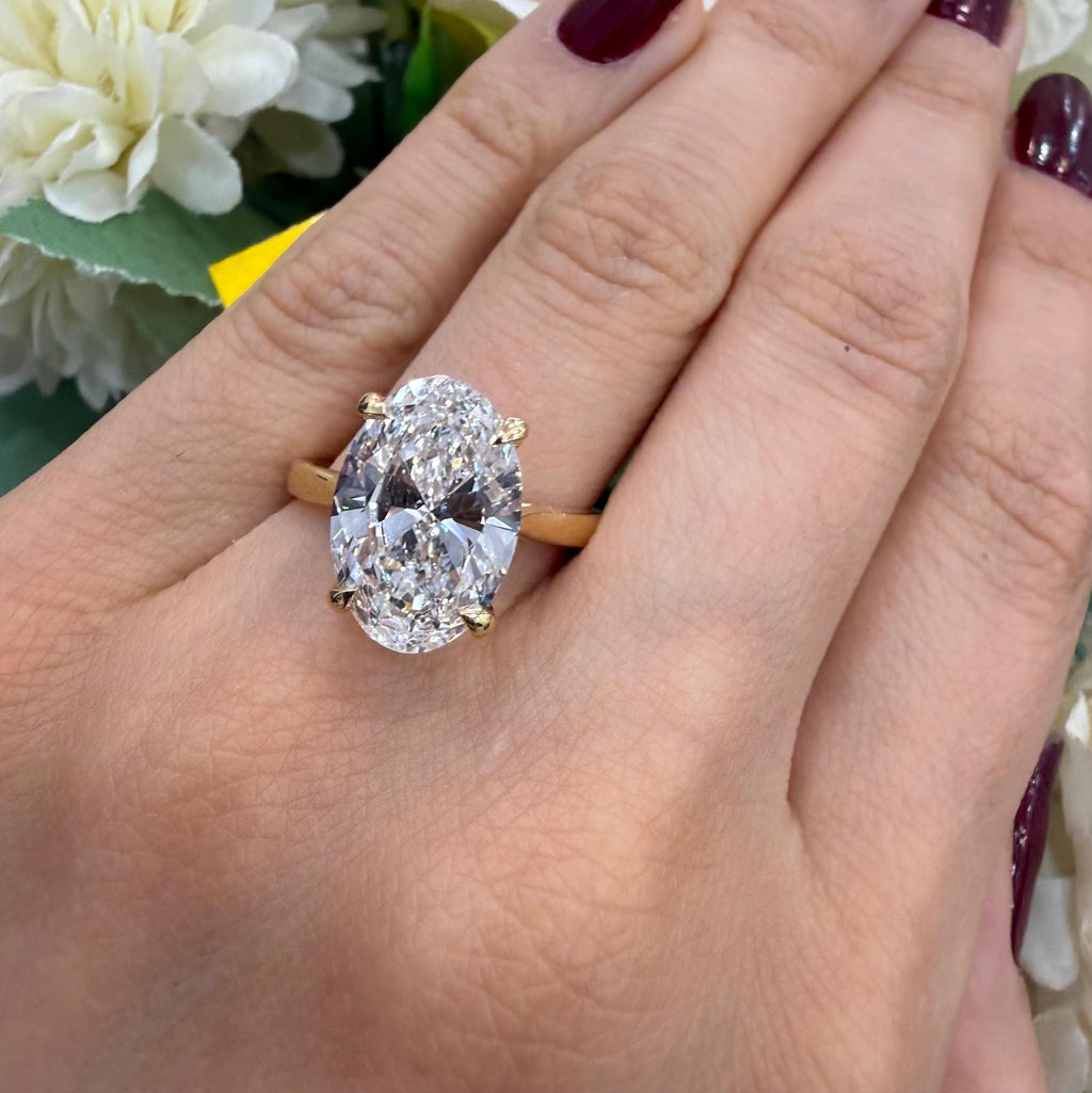 IGI 5.00CT D/VVS Oval Lab Diamond Solitaire Ring In 18k Yellow Gold