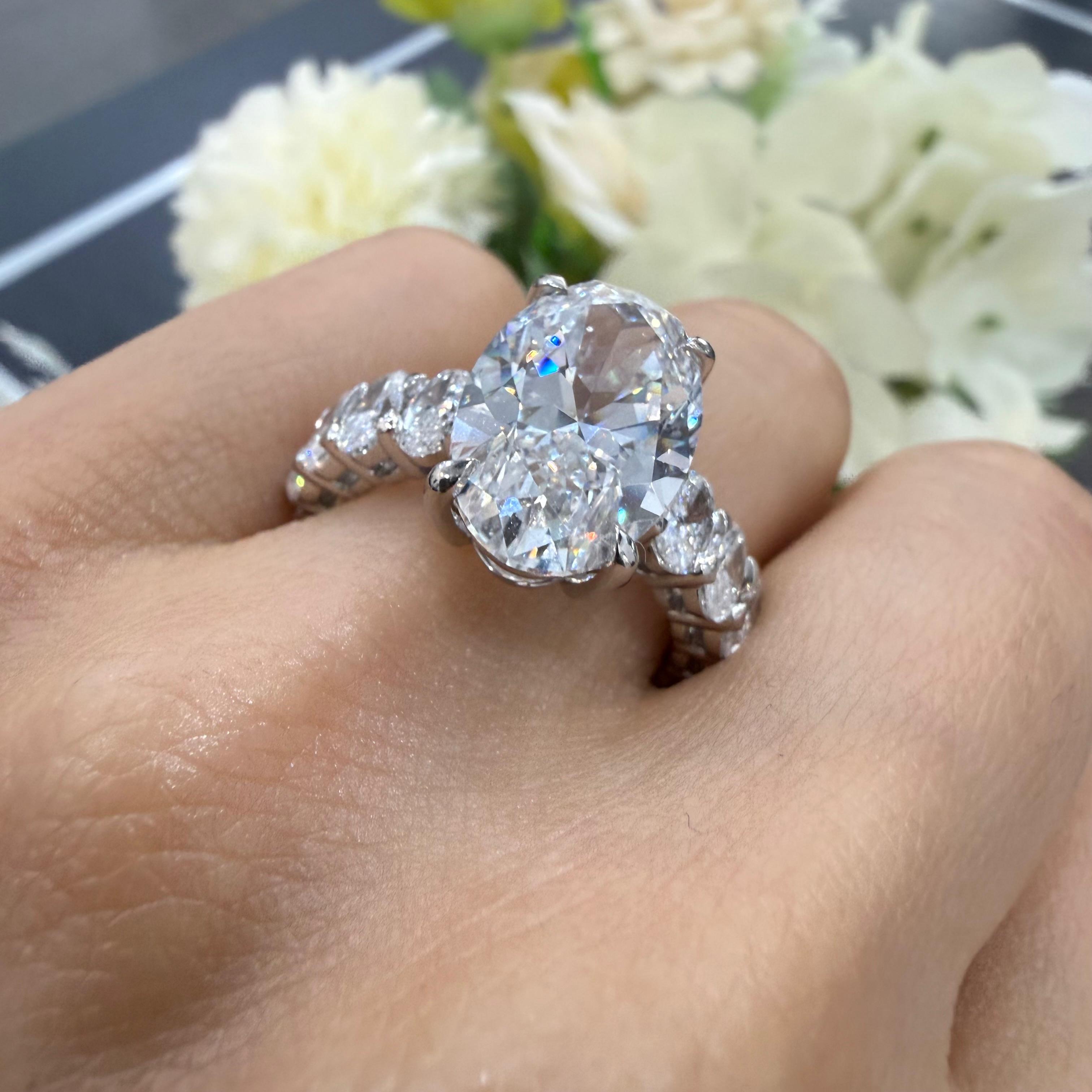 IGI Certified 9.50Ct F/VS1 Oval Diamond Engagement Ring in White Gold