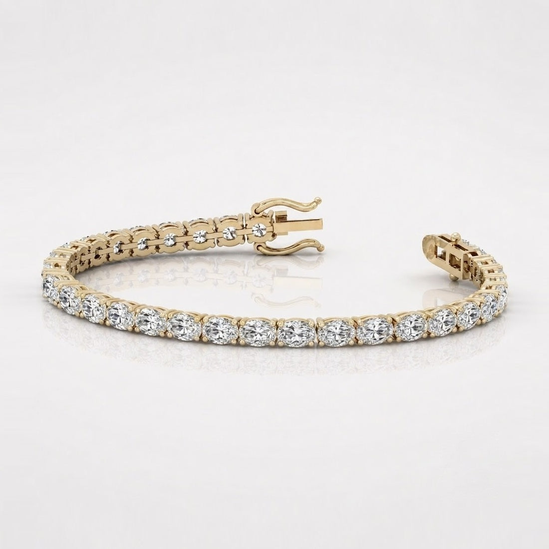 East-West Oval Lab-Grown Diamond Tennis Bracelet in Gold & Platinum (8–30ct)