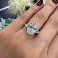 IGI 4.20ct E/VS Oval & Pear Lab Diamond Three-Stone Ring In 18k Yellow Gold