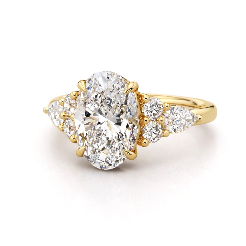 Customise Order - IGI Certified Diamond Oval Cut Double Hidden Halo Engagement Ring