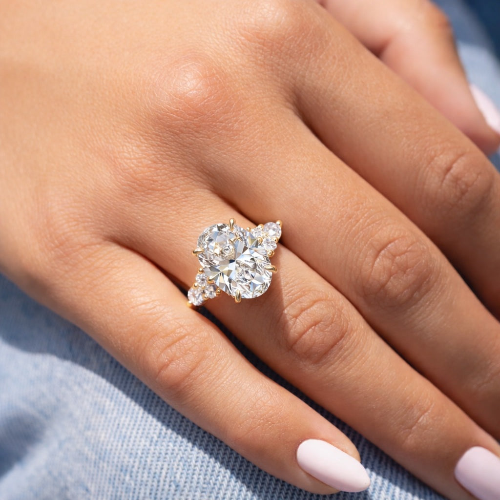 Customise Order - IGI Certified Diamond Oval Cut Double Hidden Halo Engagement Ring