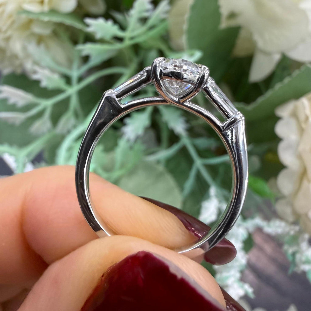 IGI 2.10ct D/VVS Oval & Baguette Lab Diamond Three-Stone Ring In Platinum