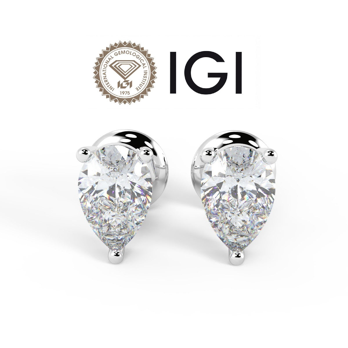 Pear Cut Diamond Stud Earrings E / VVS2-VS1 5.48 Carat IGI Certified Lab Grown In Platinum