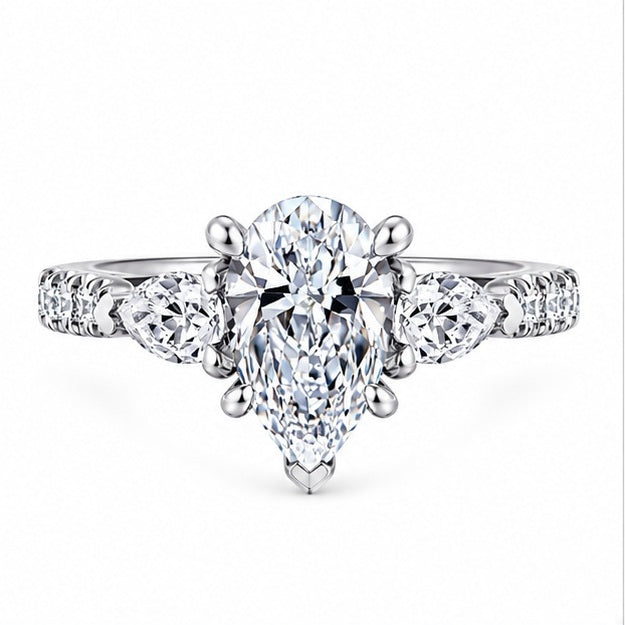 IGI Certified D/VS 2.00 Carat Pear Cut Lab Diamond Engagement Ring 950 Platinum