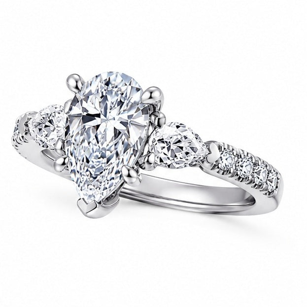 IGI Certified D/VS 2.00 Carat Pear Cut Lab Diamond Engagement Ring 950 Platinum