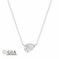 GIA Certified Natural Pear Cut Diamond Solitaire Pendant in White Gold