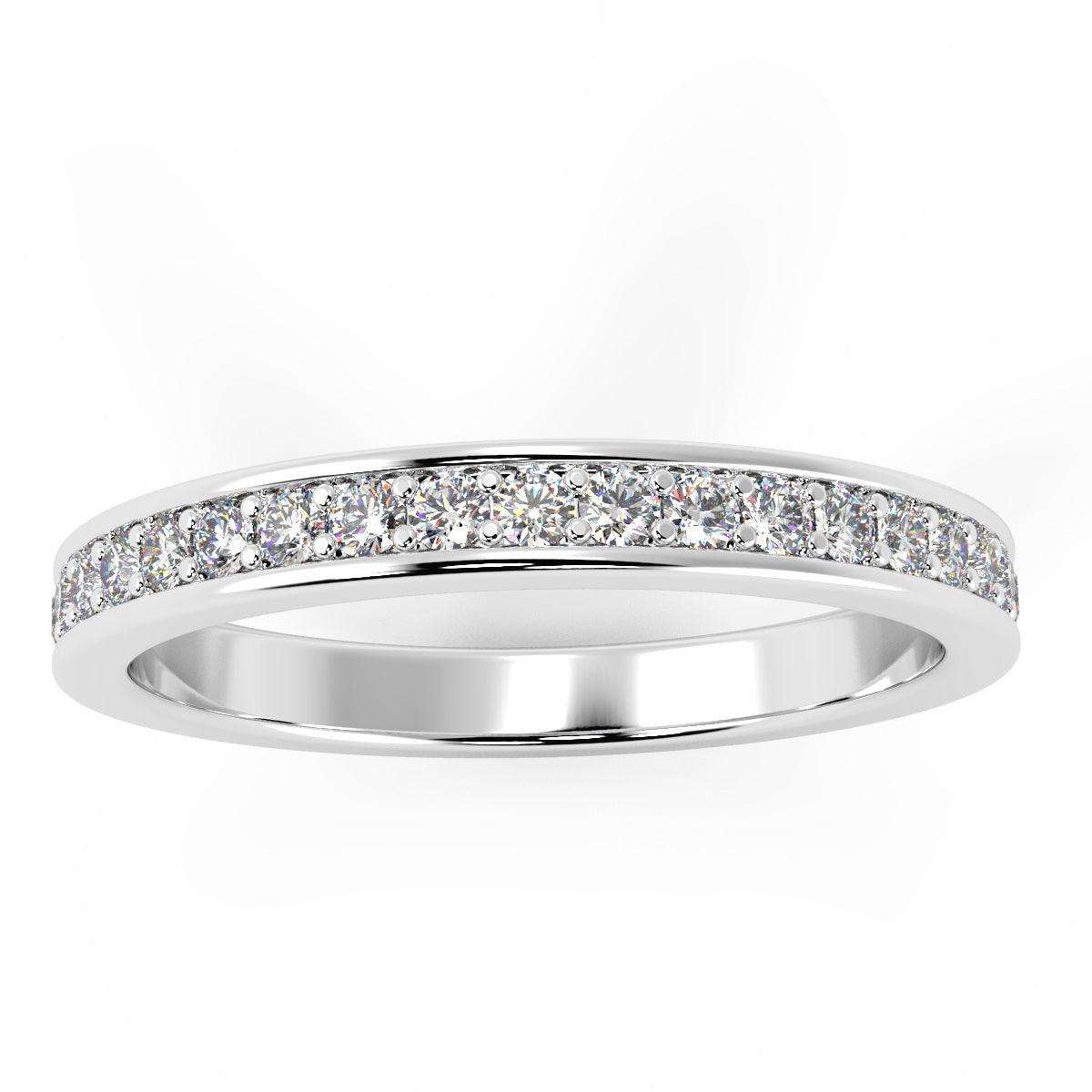 D/VVS Lab Diamond 0.50Ct Half Eternity Ring in Platinum / Gold - 2.5mm