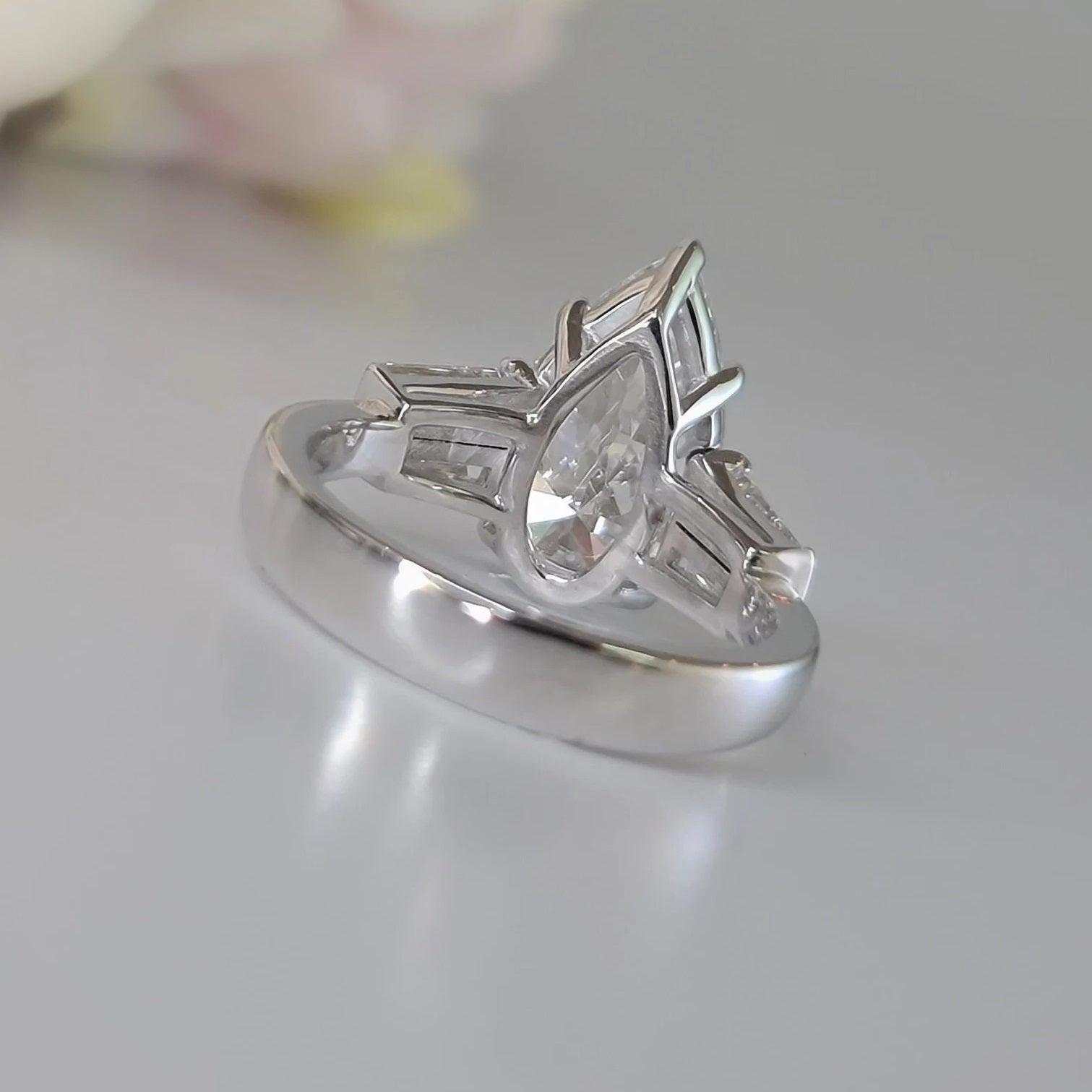 IGI Certified Pear Diamond Engagement Ring in Platinum 4Ct - 6Ct