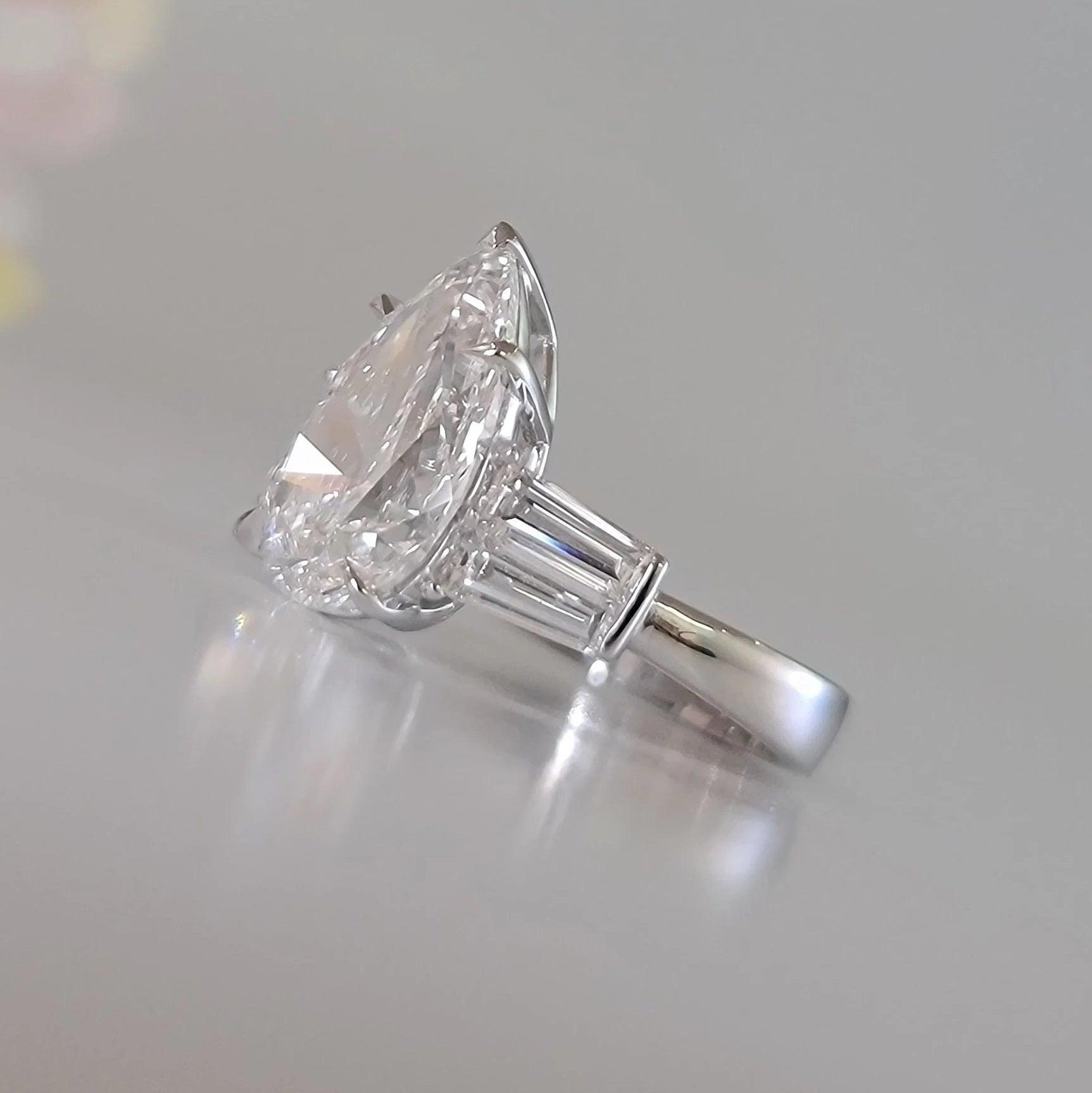 IGI Certified Pear Diamond Engagement Ring in Platinum 4Ct - 6Ct