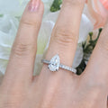 Certified E/VS Pear Diamond Hidden Halo Engagement Ring
