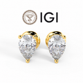 Pear Cut Diamond Stud Earrings D-E / VS1 3.23 Carat IGI Certified Lab Grown In 18K Yellow Gold