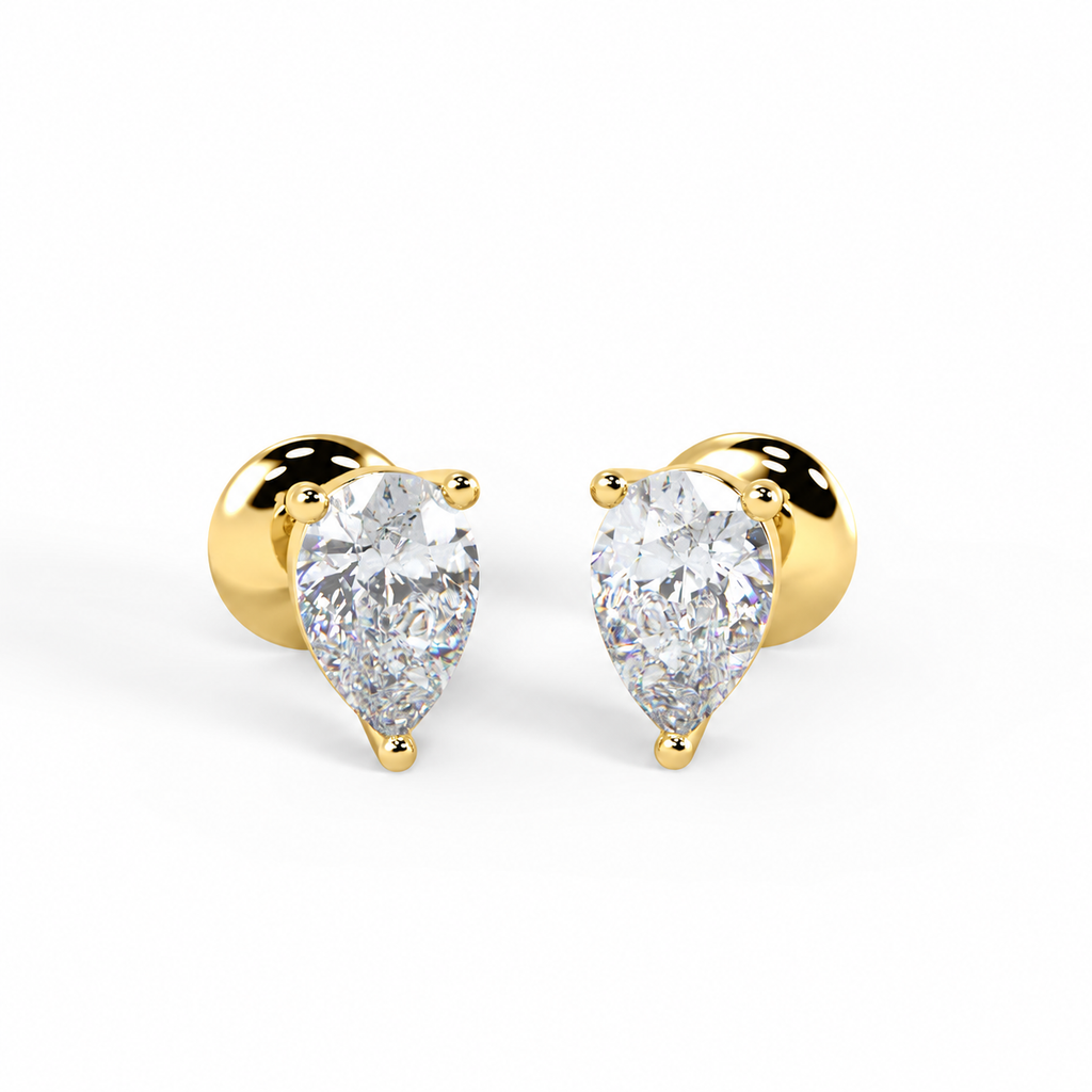 Pear Cut Diamond Stud Earrings D-E / VS1 3.23 Carat IGI Certified Lab Grown In 18K Yellow Gold