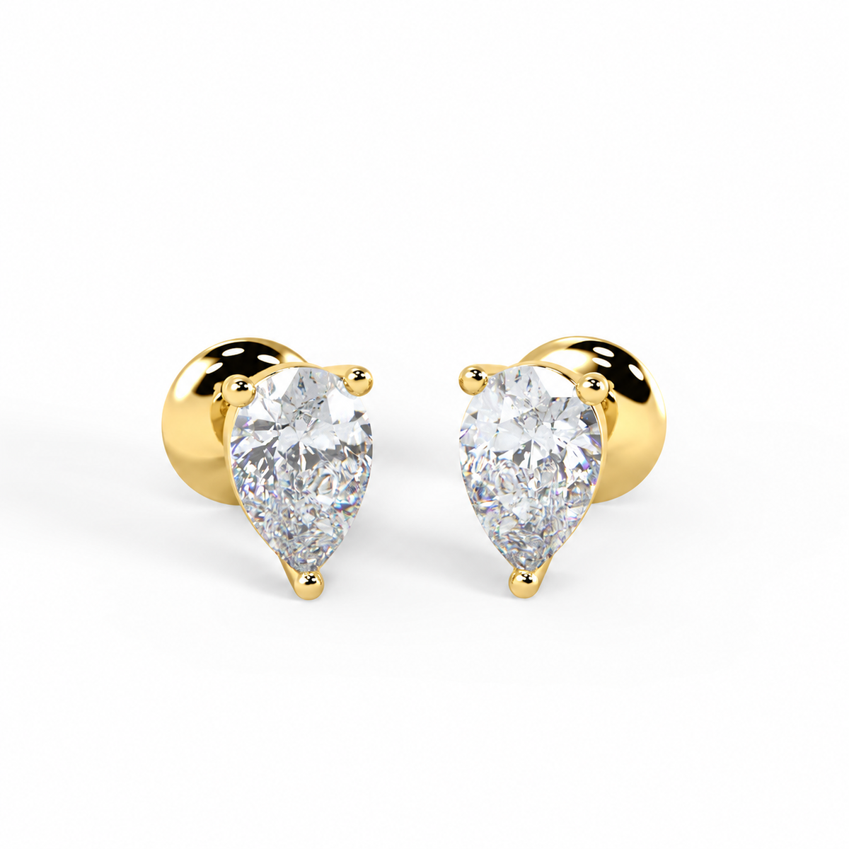 Pear Cut Diamond Stud Earrings D-E / VS1 3.23 Carat IGI Certified Lab Grown In 18K Yellow Gold