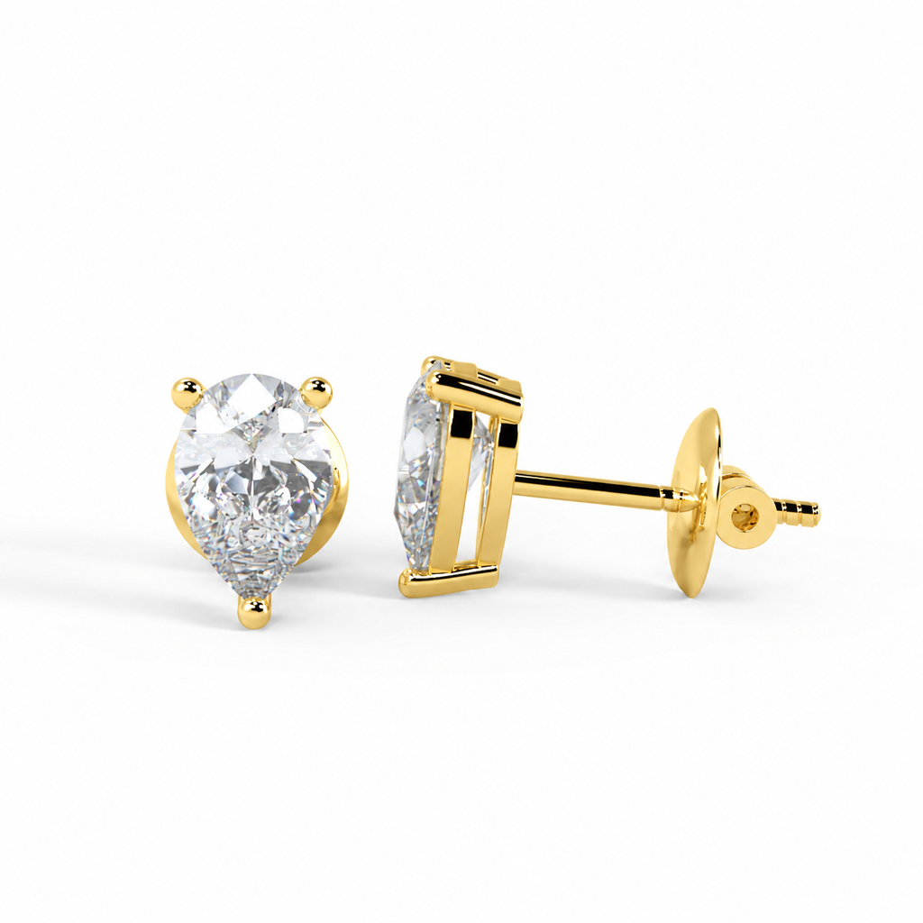Pear Cut Diamond Stud Earrings D-E / VS1 3.23 Carat IGI Certified Lab Grown In 18K Yellow Gold