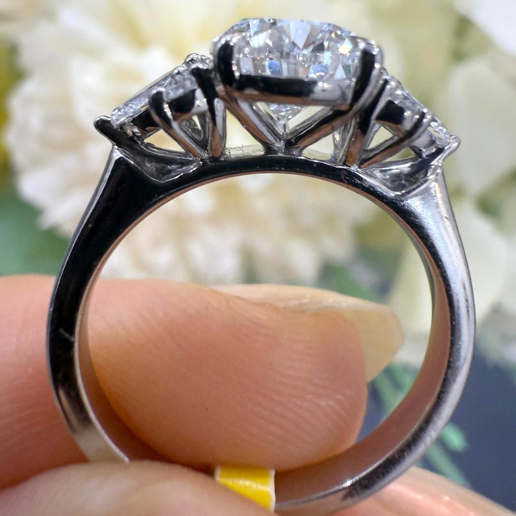 2.00CT IGI Certified Lab Pear Diamond Engagement Ring with Side Stones in Platinum