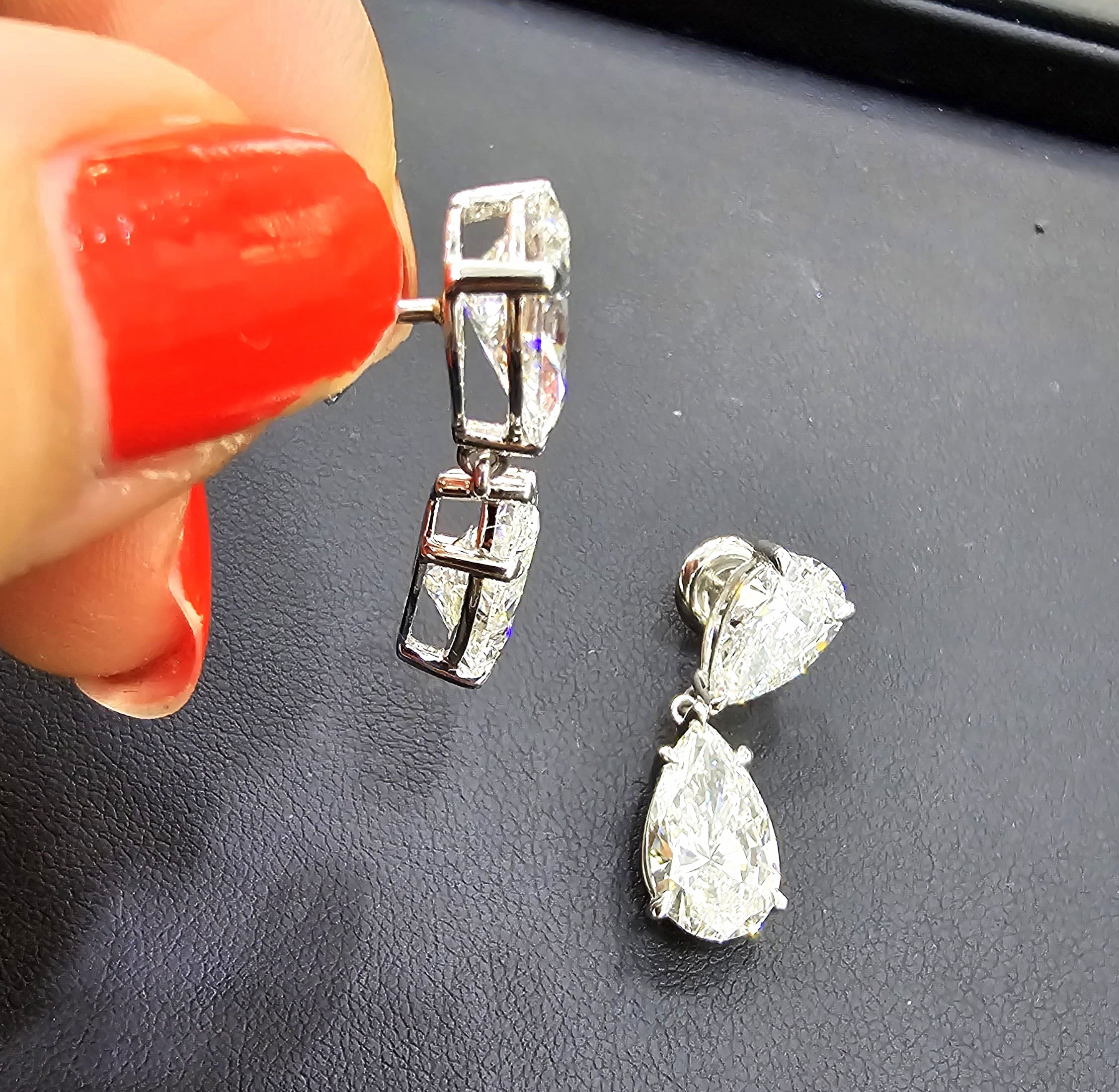 Clearance - CERTIFIED 12.00Ct Pear Diamond Dangle Drop Earring in Platinum