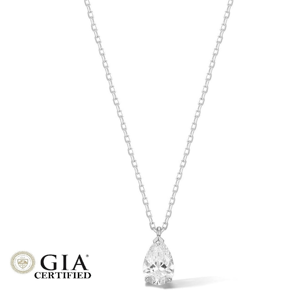 GIA Certified Pear Natural Diamond Pendant in Gold (0.30–1.00CT)