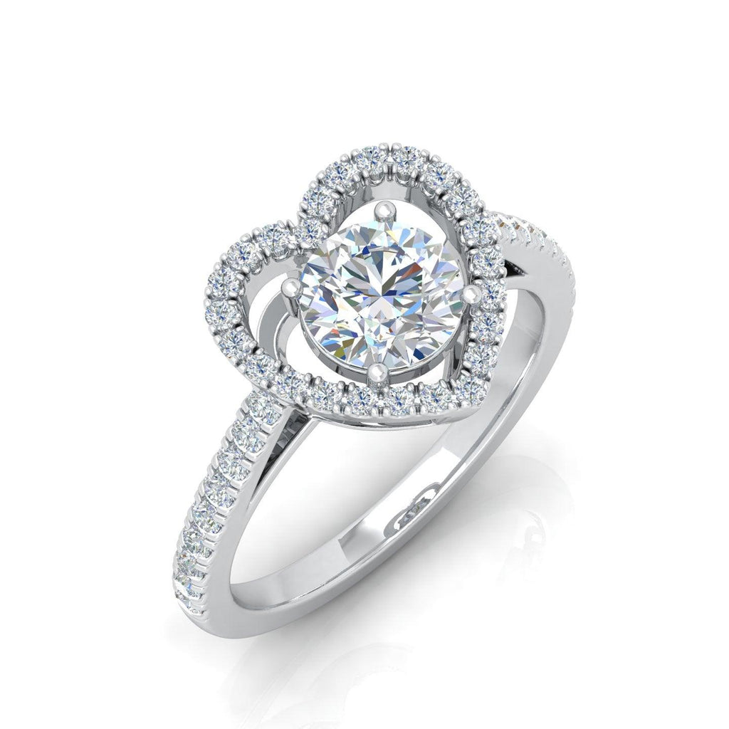 IGI Certified Round Diamond Heart Shape Halo Engagement Ring