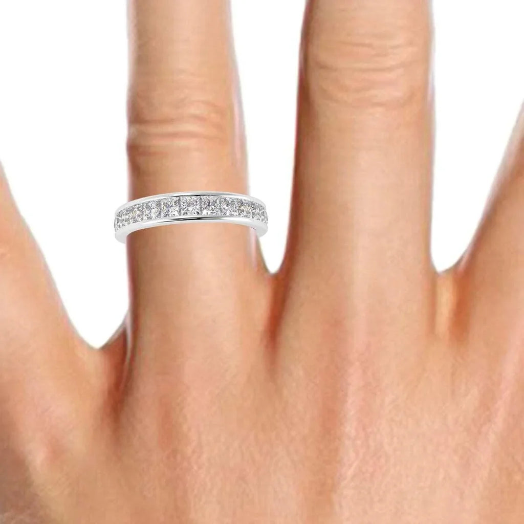 0.50CT to 1.00CT Beautiful Princess Diamond Channel Set Half Eternity Ring