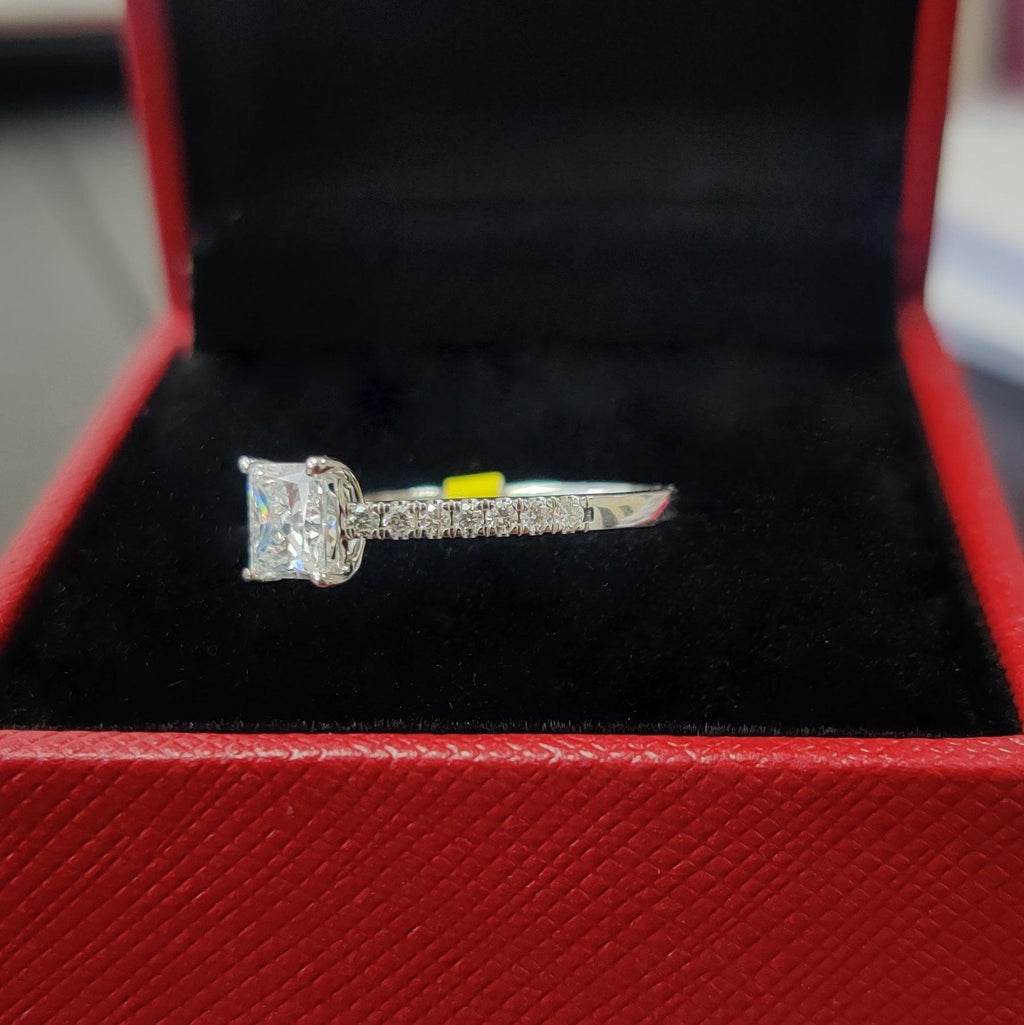IGI Certified 1.25 Carat Lab Grown Princess and Side Diamond Engagement Ring In Platinum