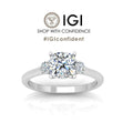 2.00CT IGI Certified Lab Grown Cushion & Round Diamond Trilogy Ring in Platinum
