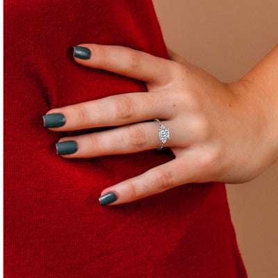 2.00CT IGI Certified Lab Grown Cushion & Round Diamond Trilogy Ring in Platinum