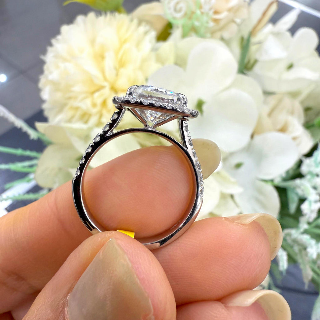 Ethical Ashoka Cut Lab Diamond Engagement Ring with Halo Setting