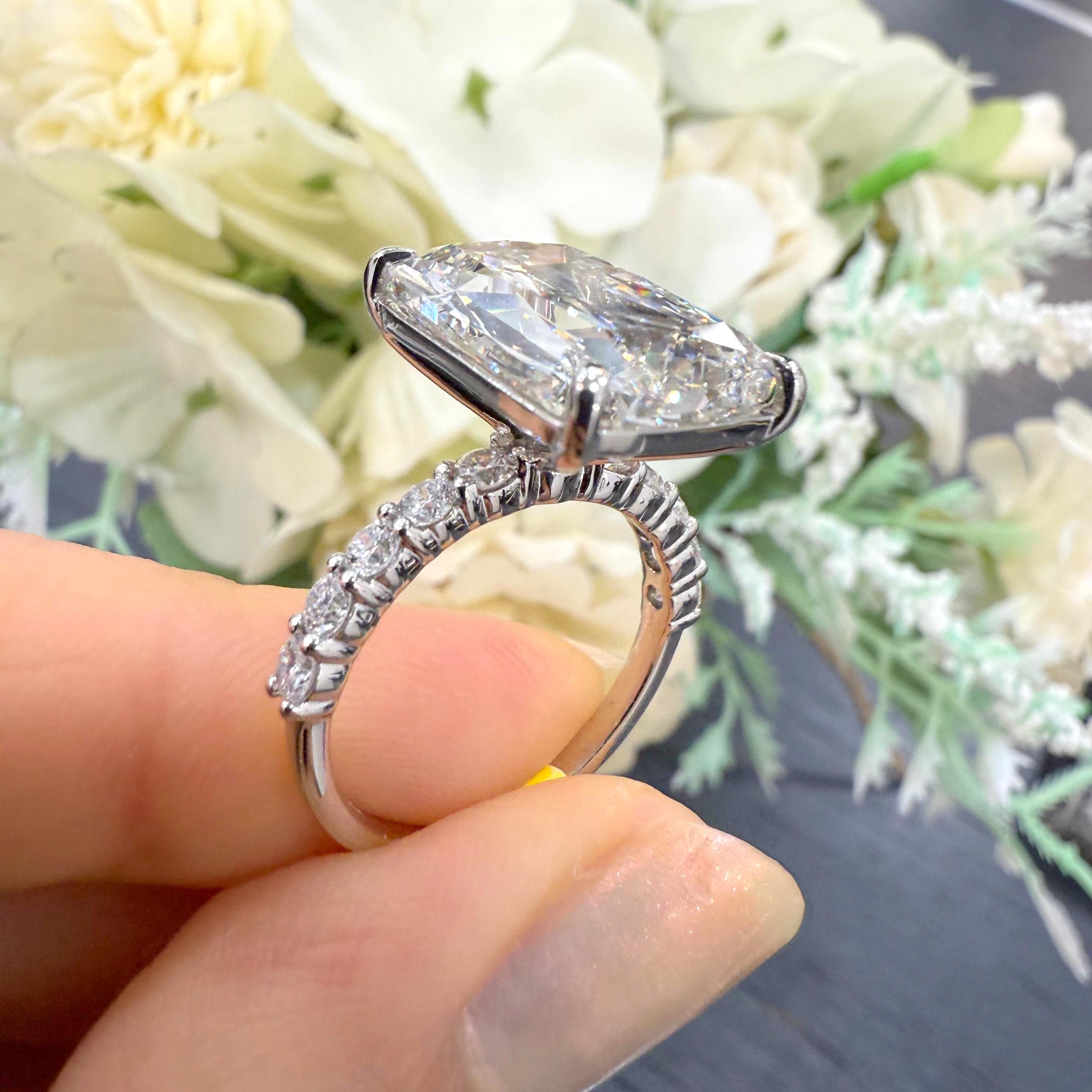 Close-up of IGI Certified 12 Carat Ashoka Lab Diamond Solitaire