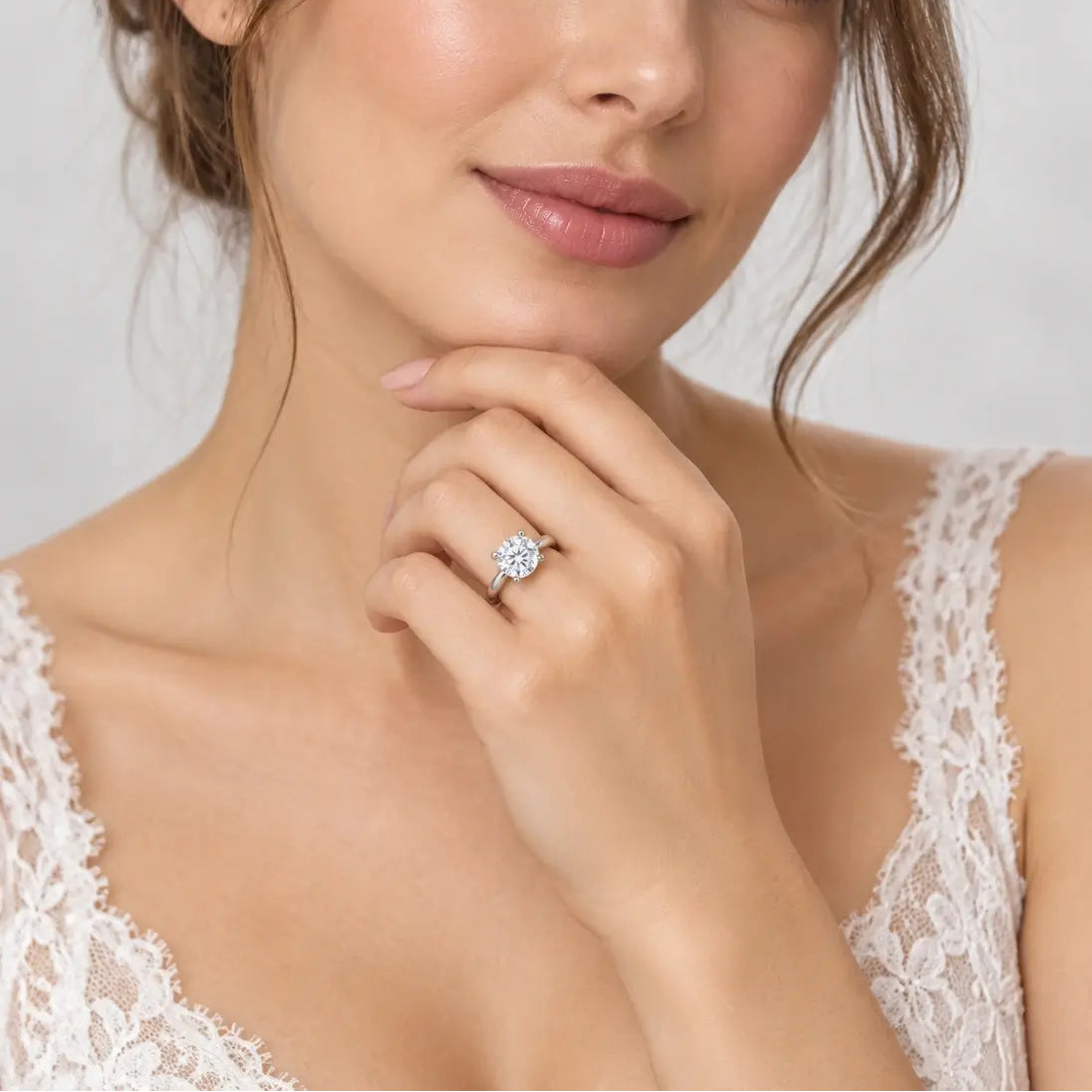 Round Brilliant Cut Diamond Solitaire Ring Hidden Halo Set Lab Grown IGI Certified Engagement Ring in Platinum