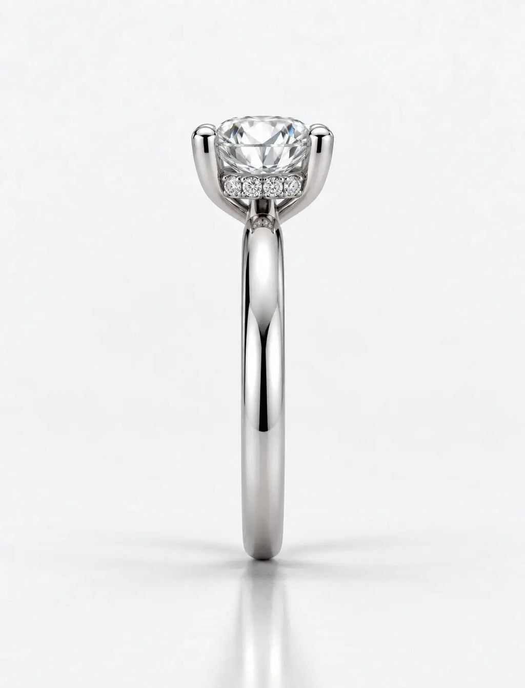 Round Brilliant Cut Diamond Solitaire Ring Hidden Halo Set Lab Grown IGI Certified Engagement Ring in Platinum