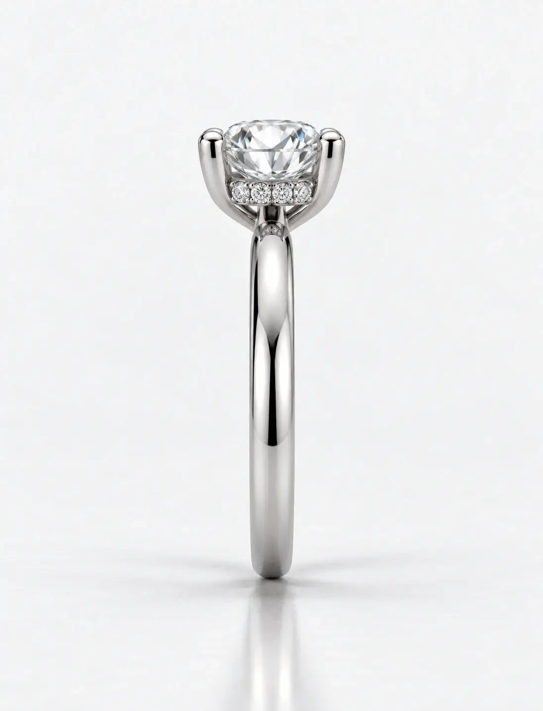 Round Brilliant Cut Diamond Solitaire Ring Hidden Halo Set Lab Grown IGI Certified Engagement Ring in Platinum